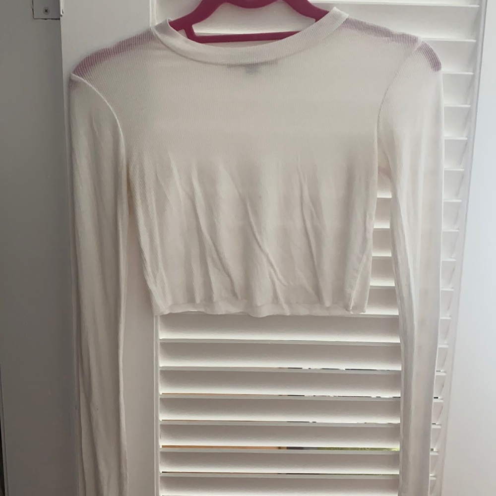 All Saints white cropped long sleeve